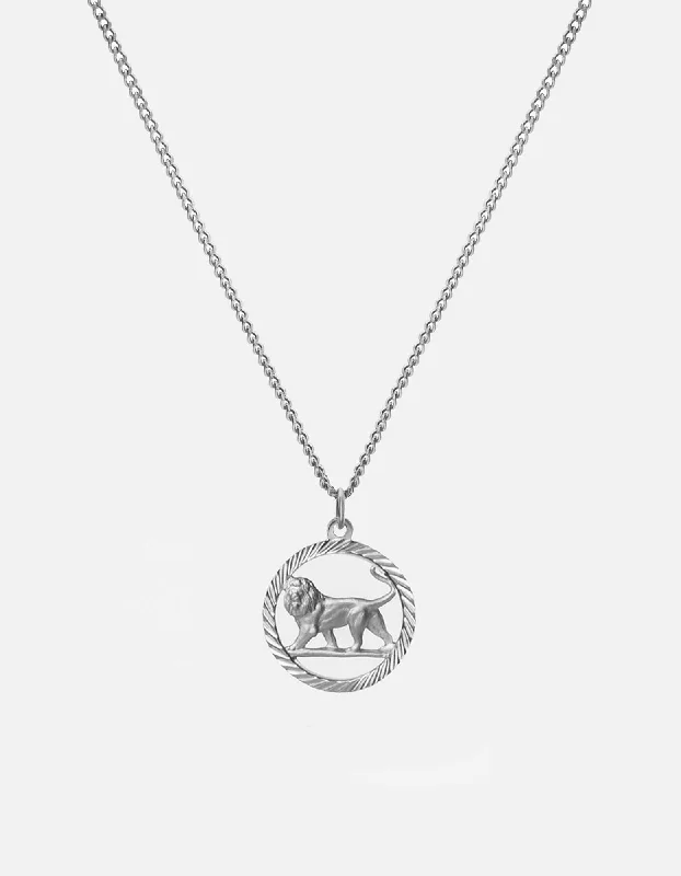 Lev Lion Necklace, Sterling Silver