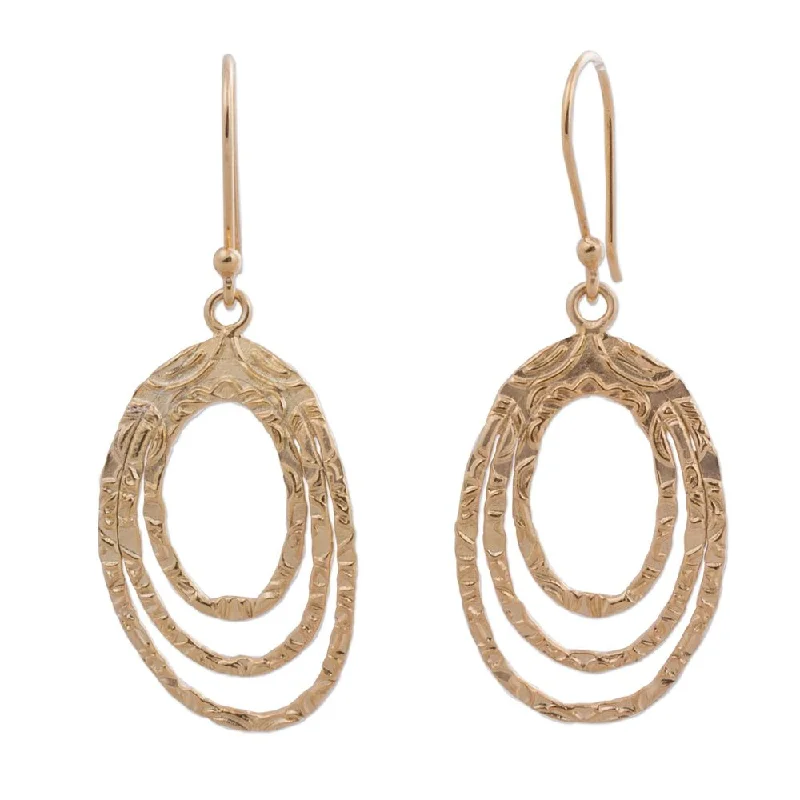 Handmade Gold Overlay 'Centrifuge' Earrings (Peru) - 1.8L*0.7W