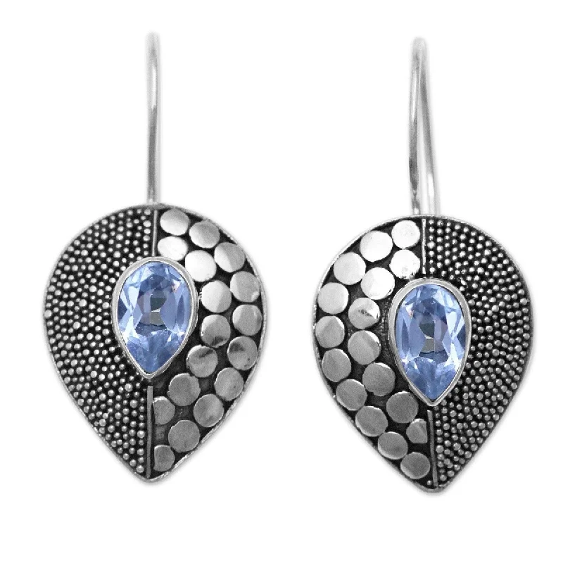 NOVICA Azure Sincerity, Blue topaz drop earrings - 1.2*0.8