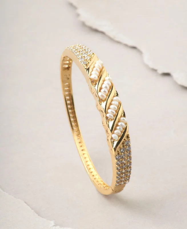 Trendy Stone studded Metallic Pearl Bangle