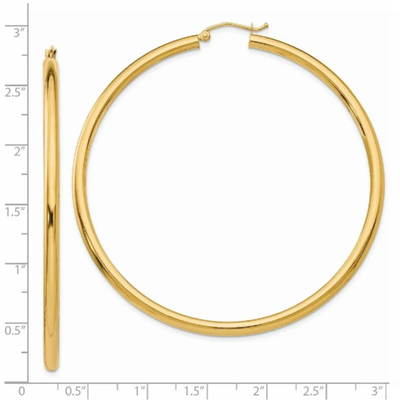 Curata 14k Yellow Gold Polished 65x3mm Extra Large Round Hoop Earrings