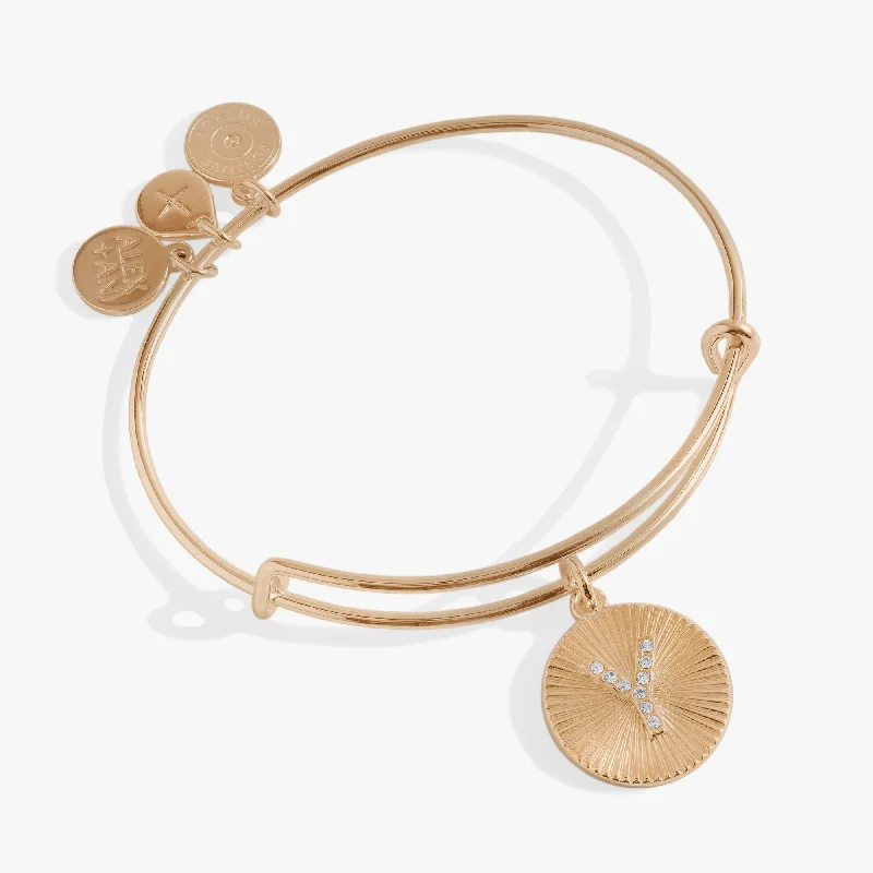 Initial Y Pave Starburst Texture Bangle