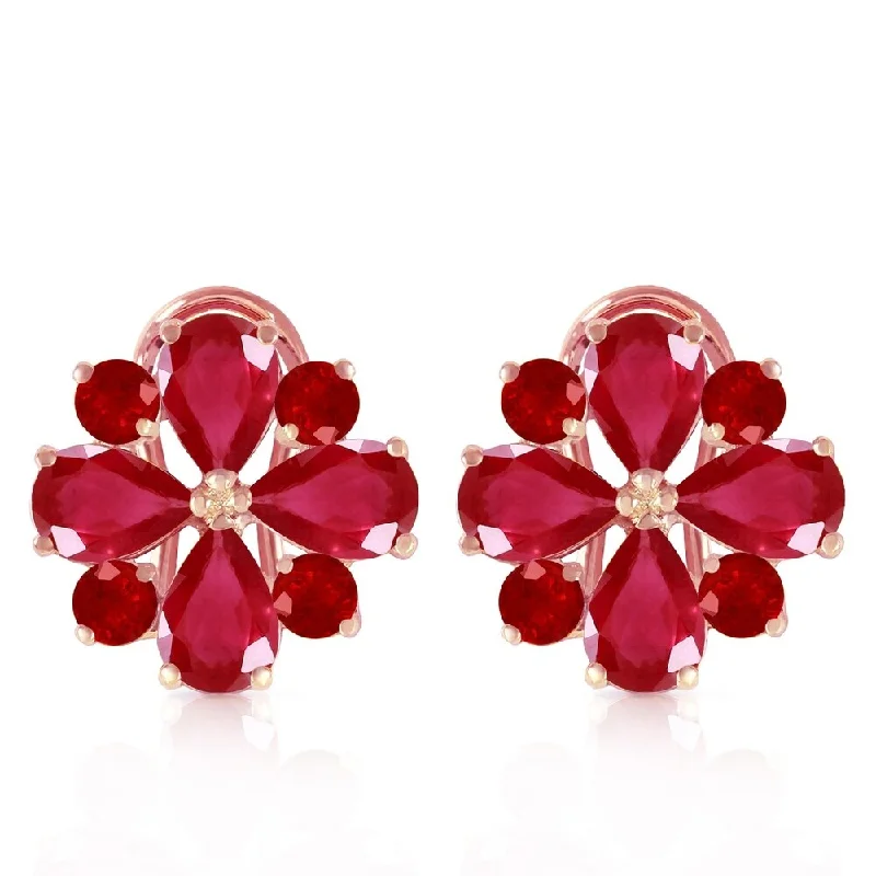 4.85 CTW 14K Solid Rose Gold French Clips Earrings Natural Ruby