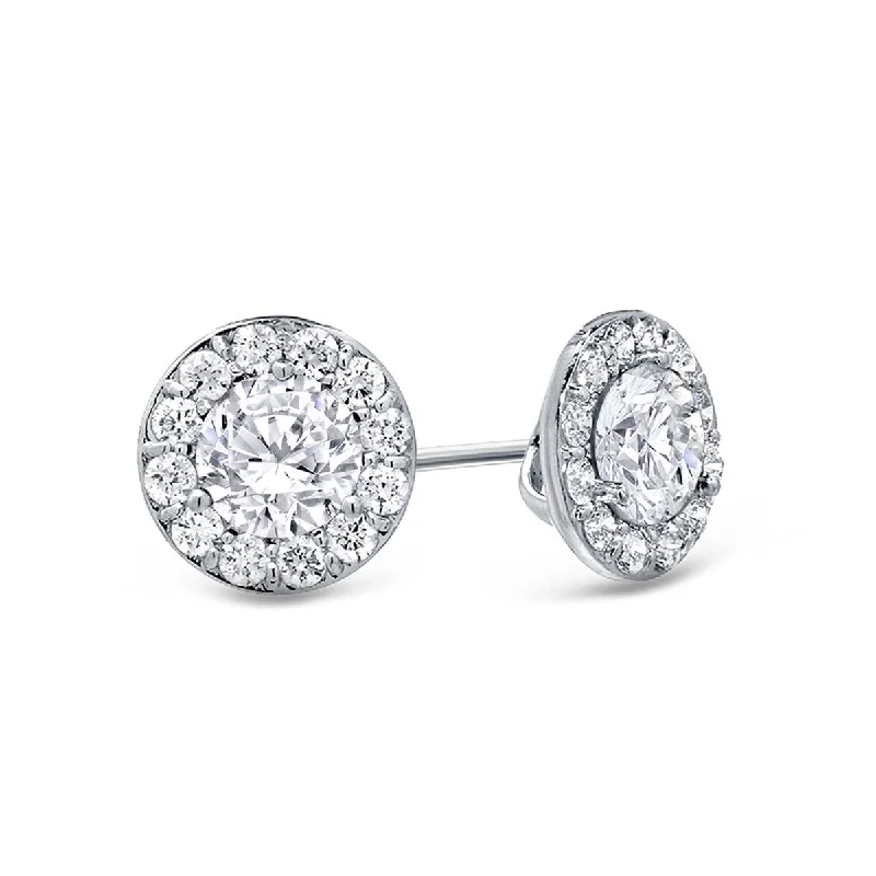 Auriya 14k Gold 1/2ctw Round Halo Diamond Stud Earrings