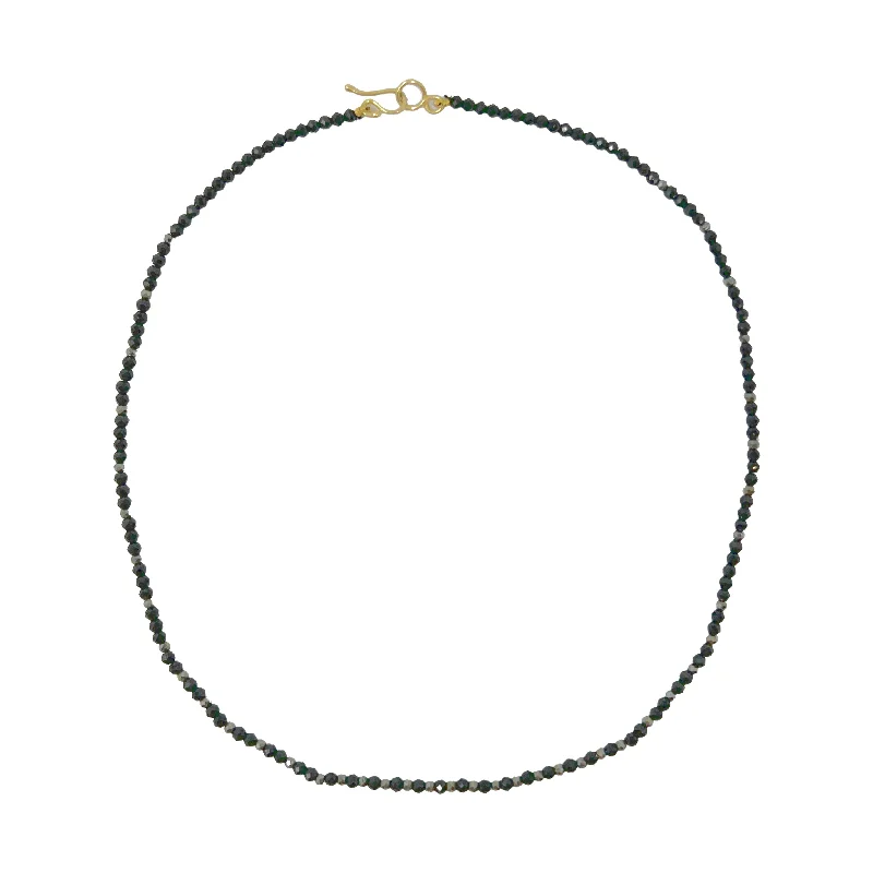 Lena Skadegard Black Spinel and Pyrite Necklacewith 9K Gold Clasp