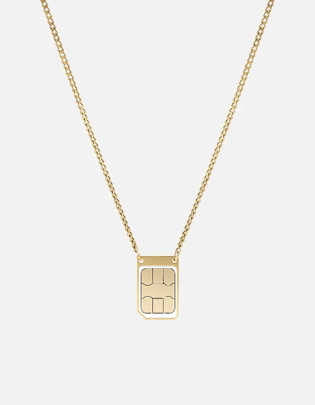 SIM Card Necklace, Gold Vermeil