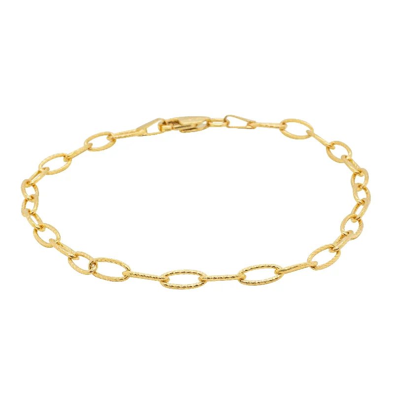 9ct Yellow Gold Textured Oval Link Bracelet