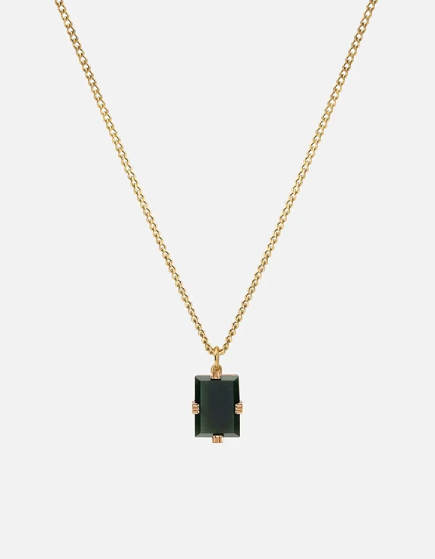 Lennox Green Agate Necklace, Gold Vermeil