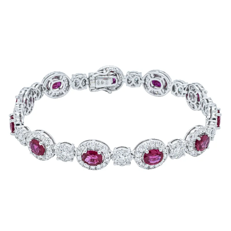 18ct White Gold 6.60ct Ruby & Diamond Tennis Bracelet