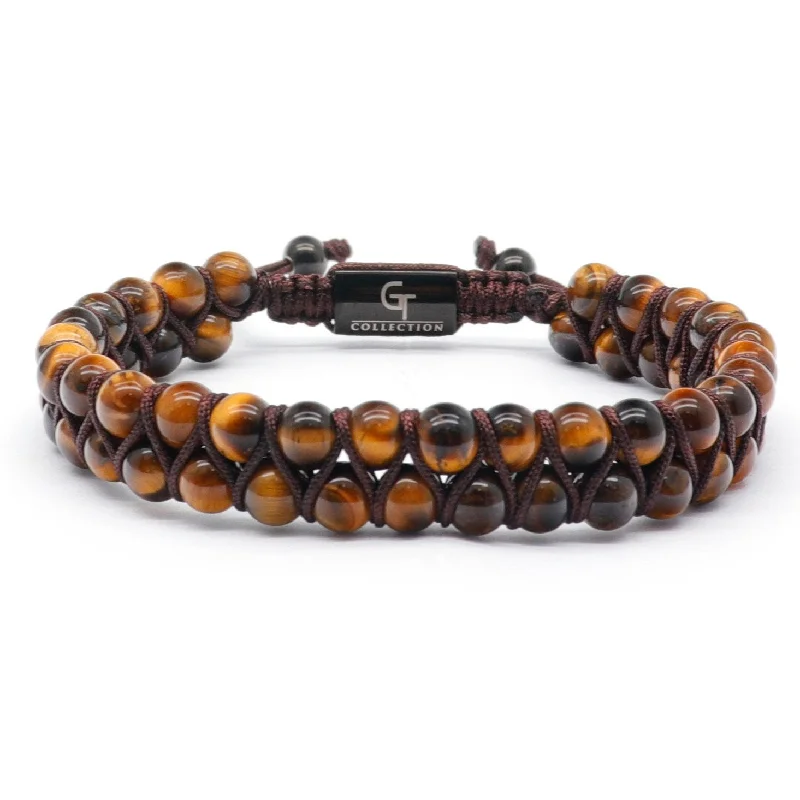 Men's TIGER EYE Double Bead Bracelet