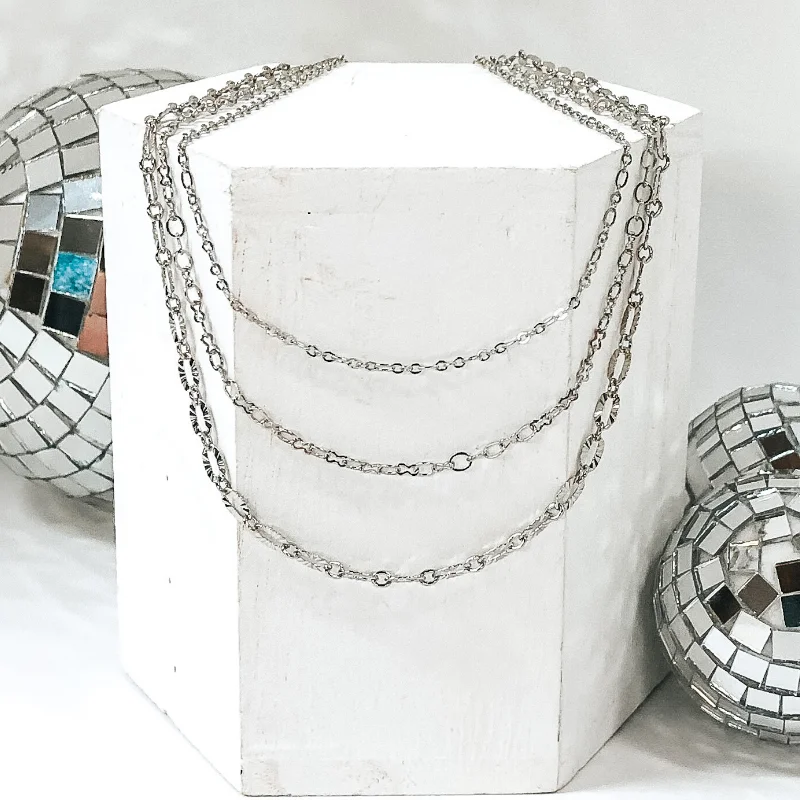 Spill The Tea Multi Chained Necklace Set in Silver