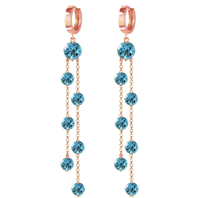 14K Solid Gold Blue Topaz Chandelier Earrings 9.02 Carat Gemstones