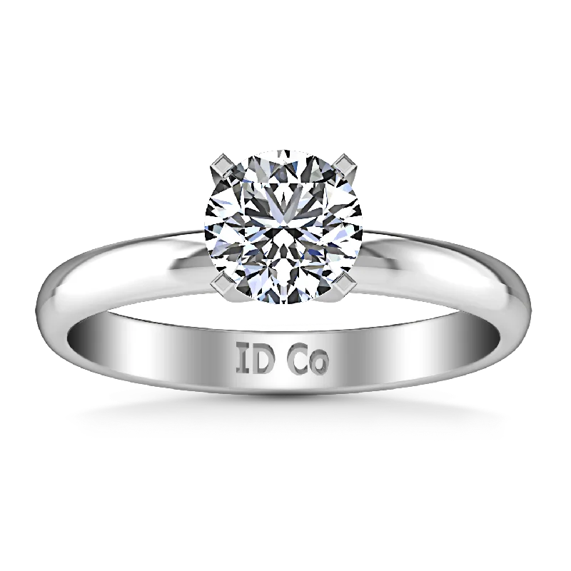 Solitaire Engagement Ring Comfort Fit Round Diamond 14K White Gold