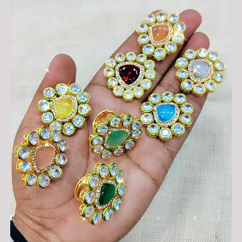 Manisha Jewellery Gold Plated Kundan Stone Adjustable Ring