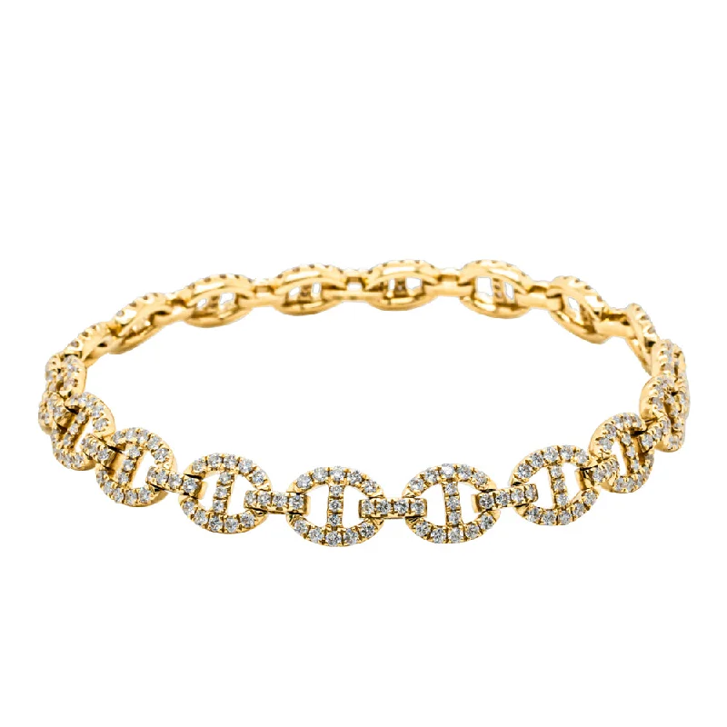 18ct Yellow Gold 2.37ct Diamond Oval Link Bracelet