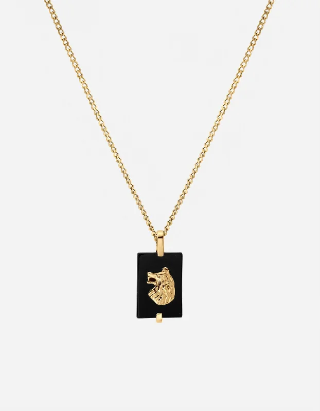 Wolf Onyx Necklace, Gold Vermeil