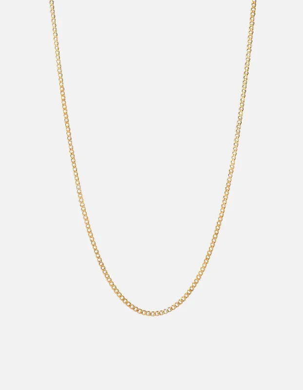 3mm Cuban Chain Necklace, Gold