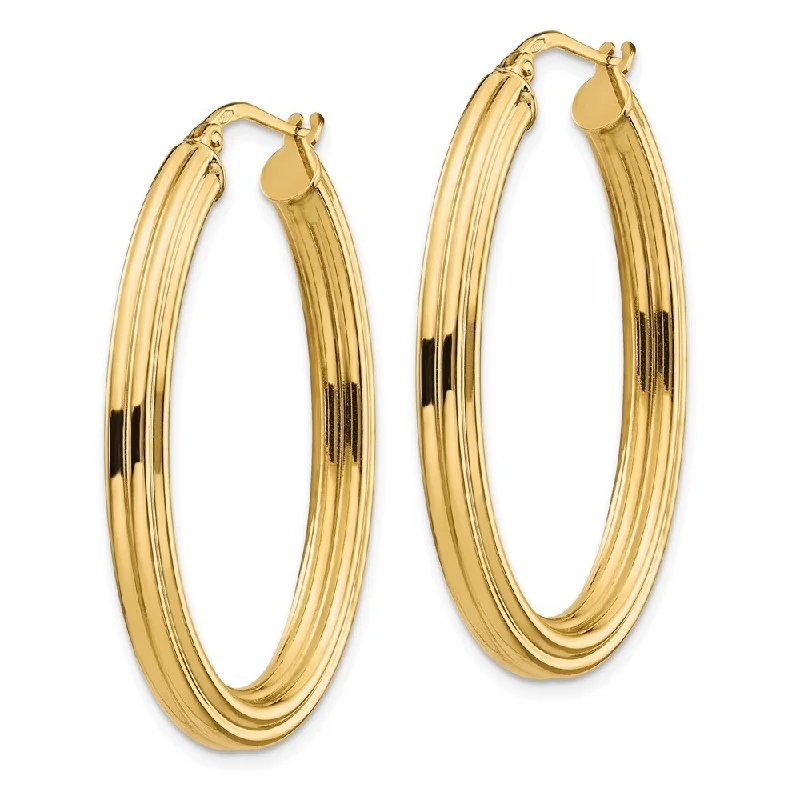 Leslie's 14k Yellow Gold Oval Hoop Earrings (L-38.42 mm, W-25.75 mm)