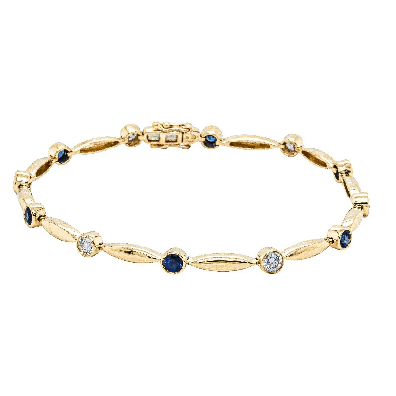 18ct Yellow Gold Sapphire & Diamond Cadenza Bracelet