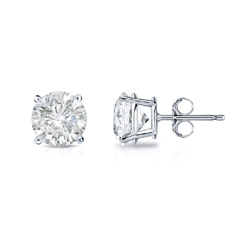 18k Gold Round 3/4ct TW Clarity Enhanced Diamond Stud Earrings