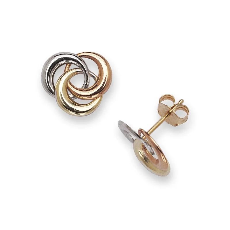 14k Tri-color Modern Circle Earrings