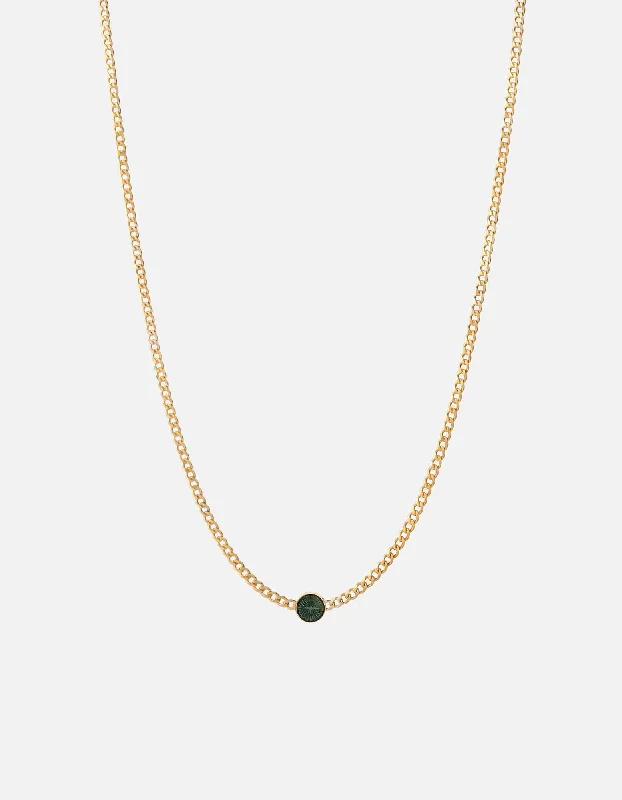 Dove Type Chain Necklace, Gold Vermeil/Teal