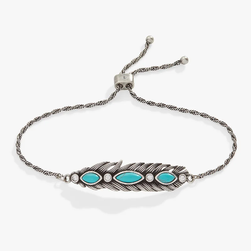 Turquoise Feather Bolo Bracelet