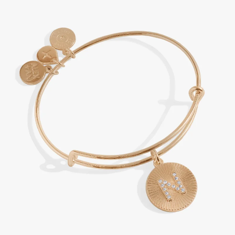 Initial N Pave Starburst Texture Bangle