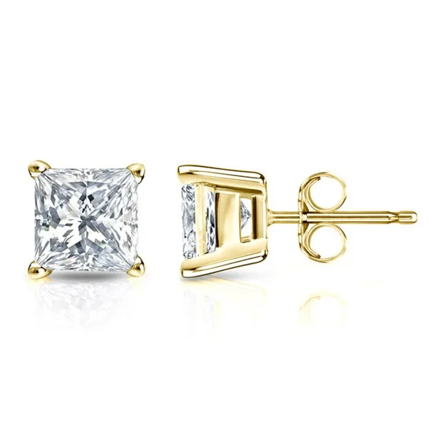 Auriya 14k Gold 1/4ctw Princess-cut Diamond Stud Earrings (I-J, SI2-SI3)