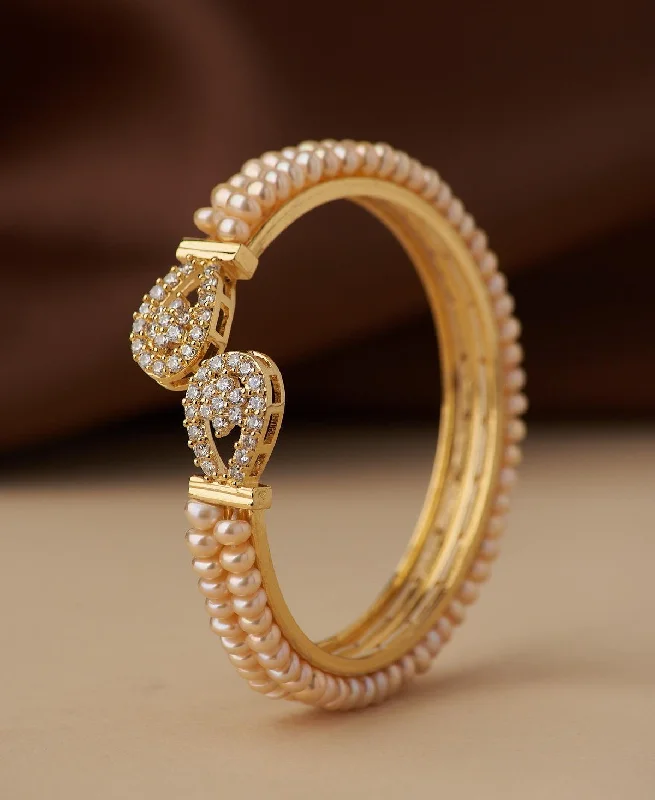 Stunning Stone Studded Pearl Bangle