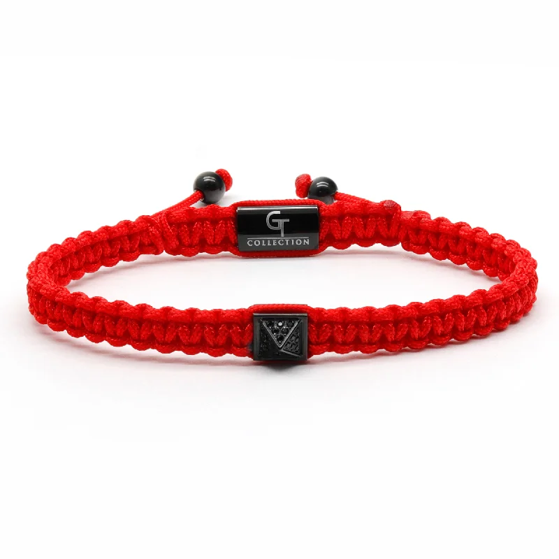 Men's Red Bracelet - Black Pyramid with Zircon