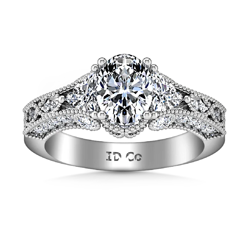 Pave Engagement Ring Heritage 14K White Gold