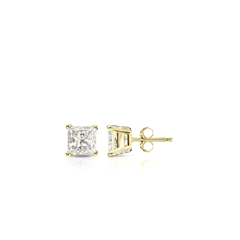 Auriya 14k Gold 1/4ctw Princess-cut Diamond Stud Earrings (J-K, I2-I3)