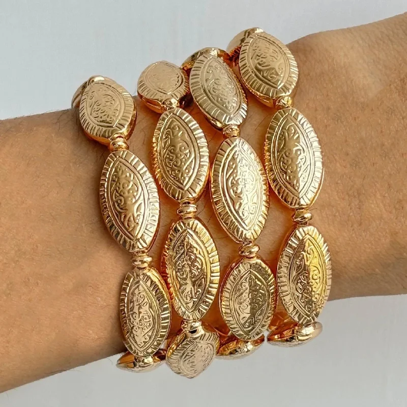 TFC Extra Long Bead Gold Plated Stacked Bracelet (Set of 4)